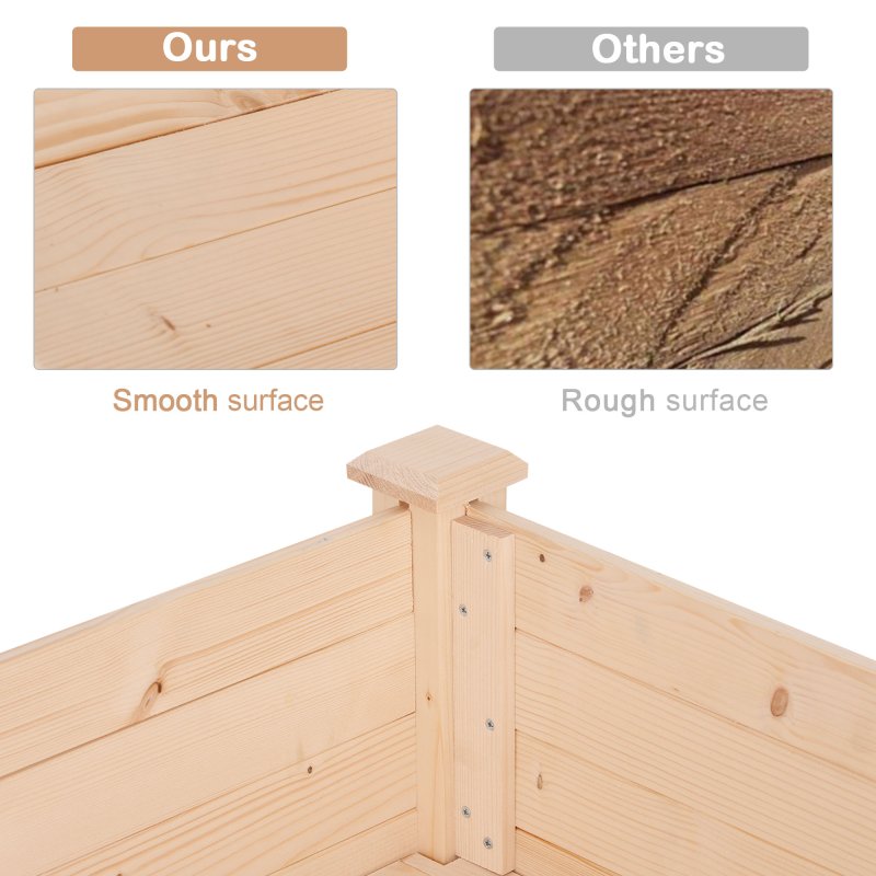 Outsunny Raised Bed for Garden, Wooden Elevated Planter Box with Bed Liner, for Flower Vegetable Herb, 122.5L x 56.5W x 76Hcm