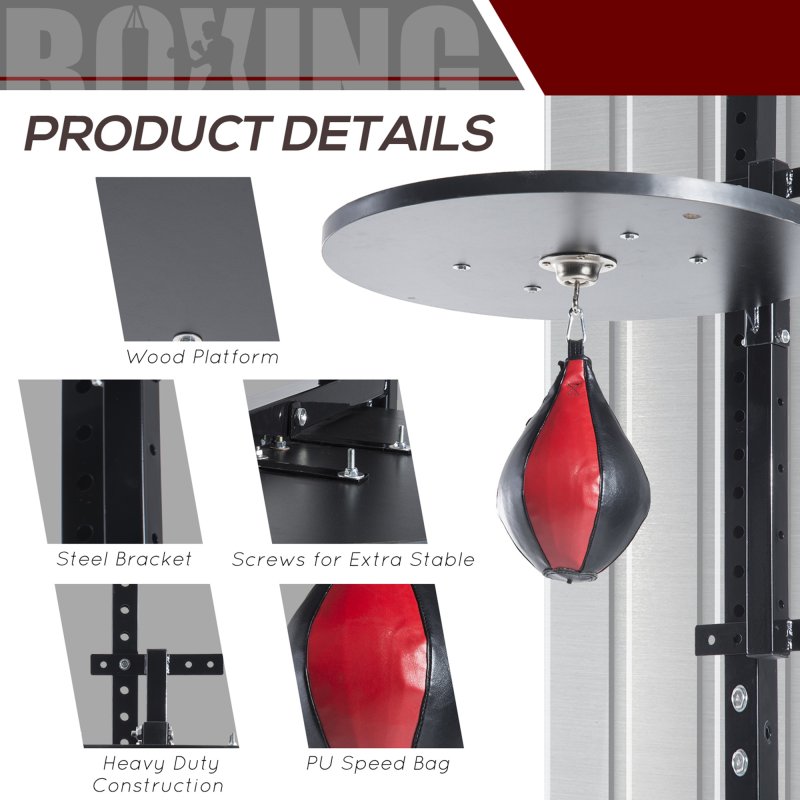 HOMCOM Speedball Platform Punch Bag Frame, Wall Mounted Swivel Bracket MMA Exercise Training Workout w/Ball