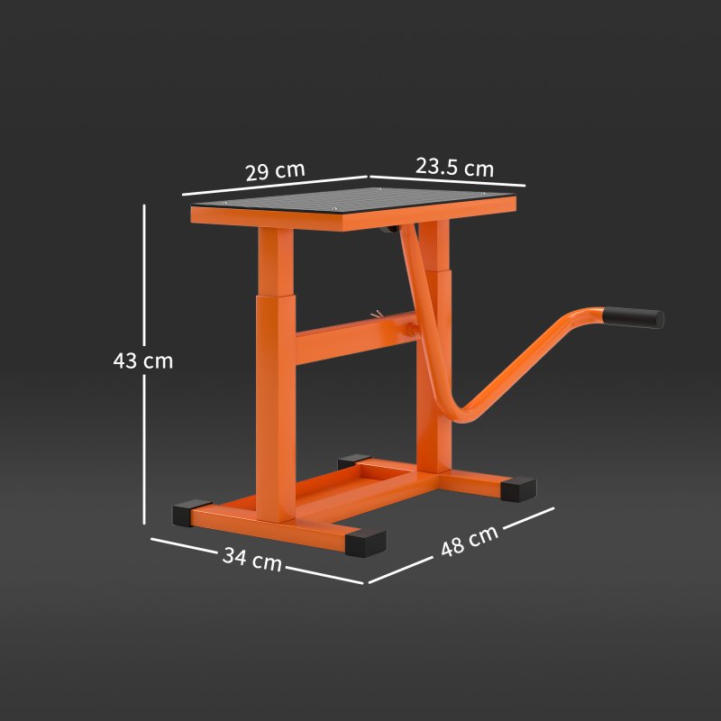 DURHAND 150KG Steel Motorcycle Lift Rubber Platform, Crank Lift Manual Repair Clean Hoist Table Assist Off-Road Dirt Bike Stand, 27.5/39.5H cm, Orange