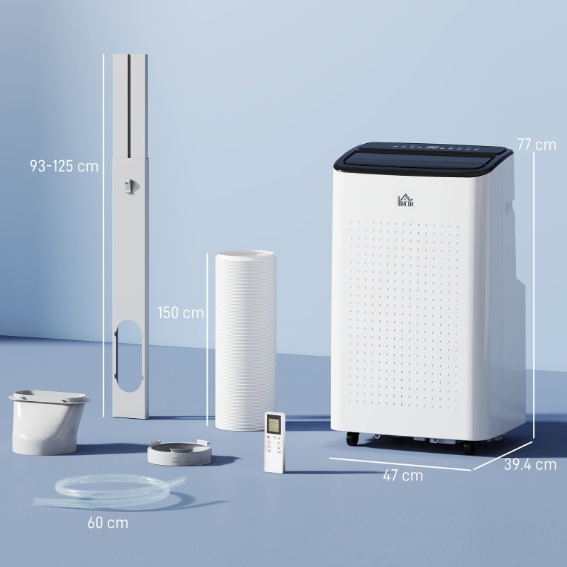 HOMCOM 14000 BTU Portable Air Conditioner, Smart Home WiFi Compatible, 3-in-1 Dehumidifier Cooler Fan, with Sleep Mode, Remote, 24H Timer, Window Venting Kit, A Energy Efficiency, 35m²