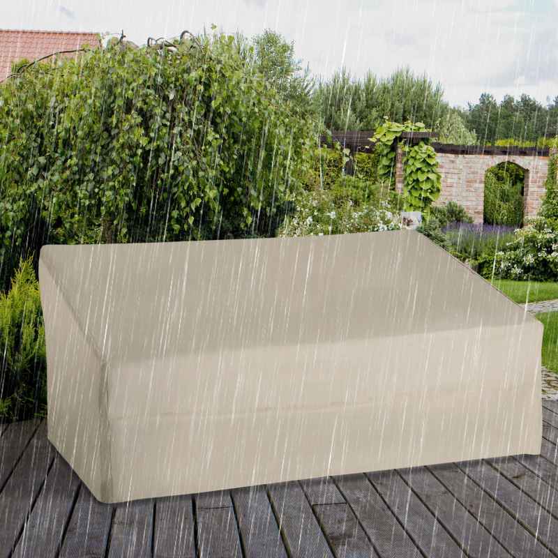 Outsunny 600D Oxford Cloth Garden Furniture Cover Waterproof, 3 Seater Sofa Protector for Patio, Outdoor, Beige, 218 x 111 x 63-101 cm