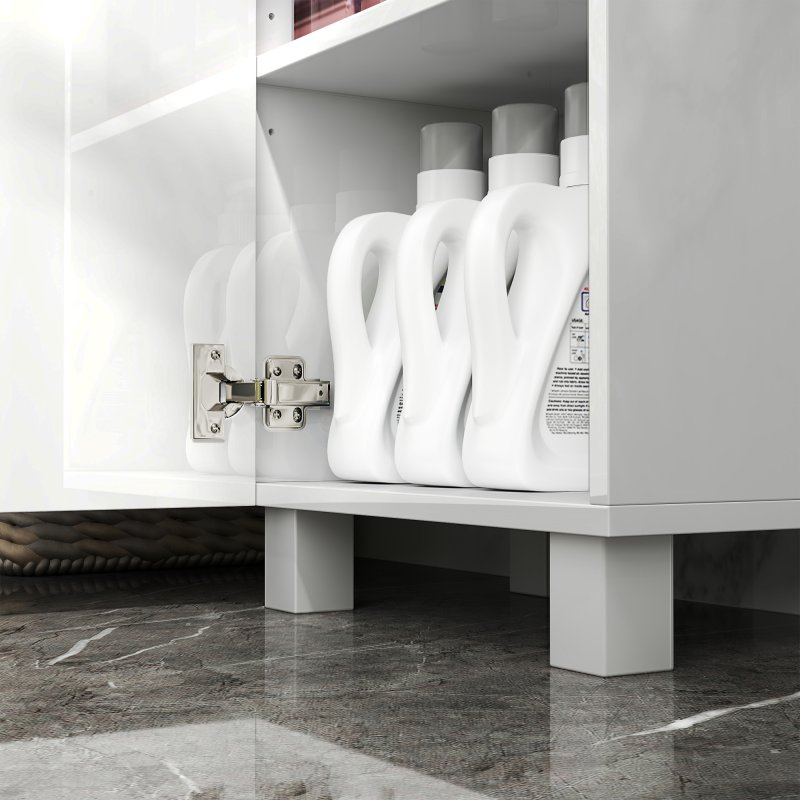 HOMCOM Tall Bathroom Cabinet, Freestanding Bathroom Storage Cabinet with Adjustable Shelves and Double Doors