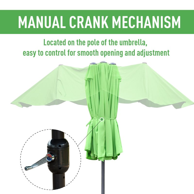 Outsunny 4.6m Garden Parasol Double-Sided Sun Umbrella Patio Market Shelter Canopy Shade Outdoor with Cross Base - Green