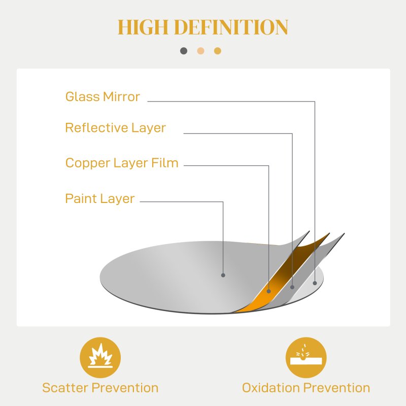 HOMCOM Metal Wall Art 65cm Modern Decorative Mirror Decor Hanging Home Wall Sculptures for Living Room Bedroom Dining Room, Gold