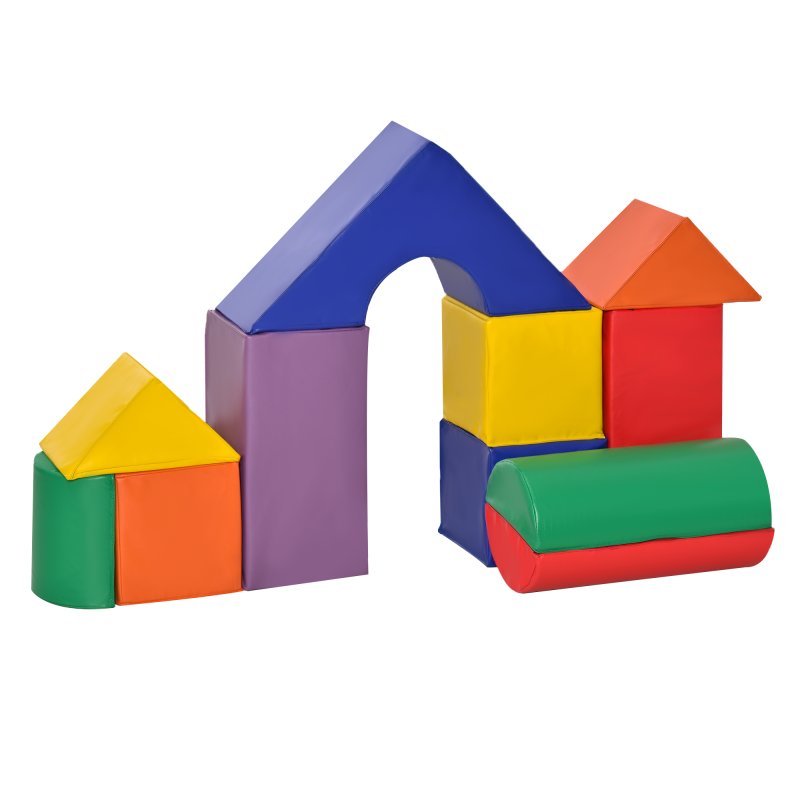 HOMCOM 11-Piece Soft Play Equipment for Toddlers, Soft Play Set Kids, Foam Blocks, Toys for Climb and Crawl, Indoor Activity Play Set Playground, for 1-3 Years, Multicoloured
