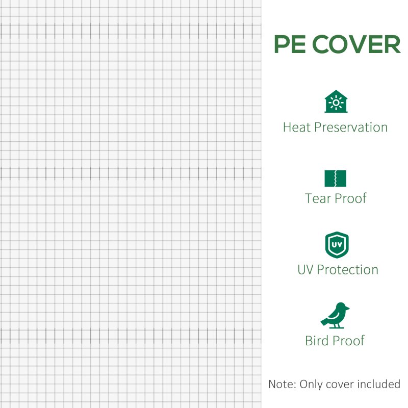 Outsunny 6 x 3 x 2m Greenhouse Replacement Cover ONLY Winter Garden Plant PE Cover for Tunnel Walk-in Greenhouse with Roll-up Windows Door Outdoor, White