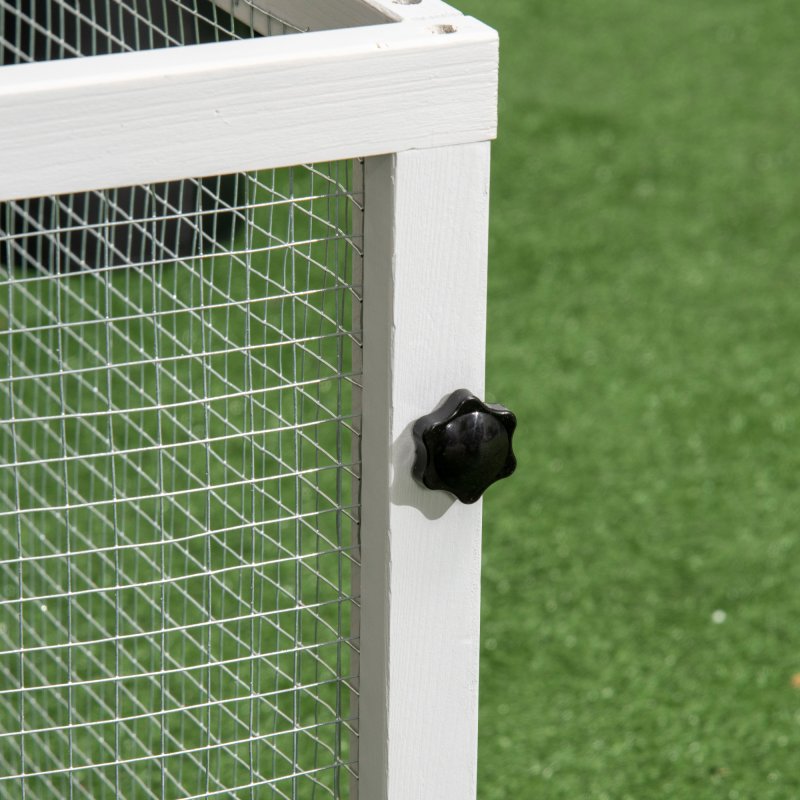 PawHut Wooden Rabbit Hutch with Run Large Guinea Pig Cage, Small Animal House for Indoor with Tray, 151.5 x 106 x 97cm, Light Grey