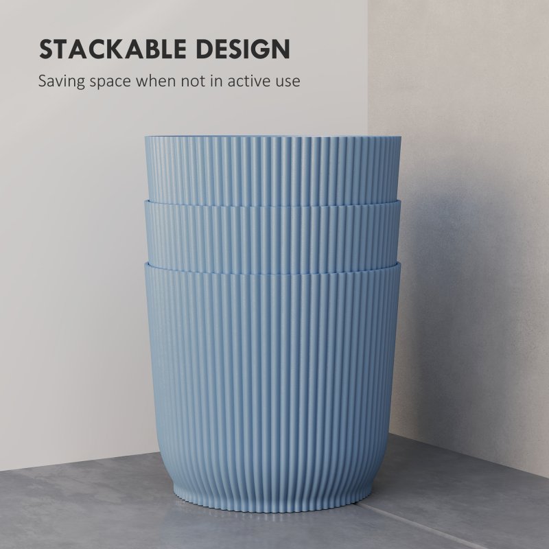 Outsunny Set of 2 Plastic Round Plant Pots Outdoor 22cm, Garden Planters, Flower Pots for Garden Decoration, Patios, Indoor, Outdoor, Home, Blue