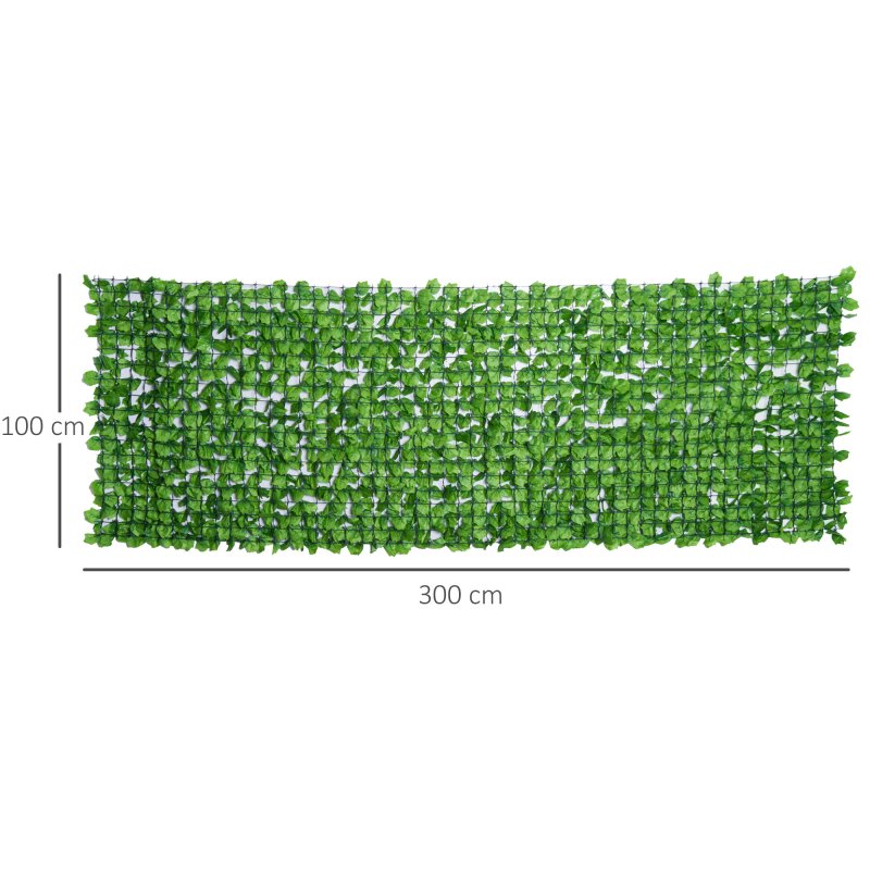 Outsunny 3 X 1m Artificial Plant Wall Panels, Artificial Wall Foliage with Ivy Leaves, Privacy Screen Greenery Grass Wall For Garden Balcony