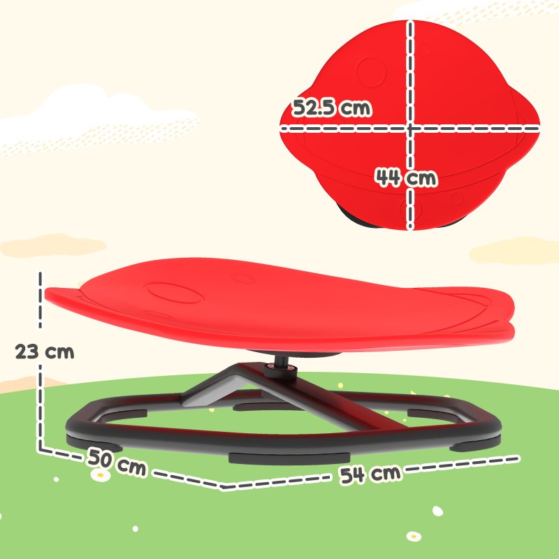 AIYAPLAY Sensory Spinning Chair for Kids, Planet-Shaped Swivel Chair for Balance and Coordination Training, Multi-Position Spinning Seat with Non-Slip Base, Red