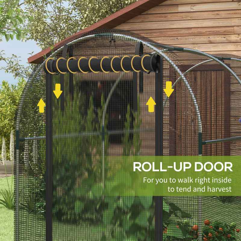 Outsunny Fruit Cage Bird Netting, Heavy Duty Fruit and Vegetable Protection Tent with Zipped Door, Anti Bird, Insects, Small Animals, 1.2 x 2.4 x 1.9m, Black