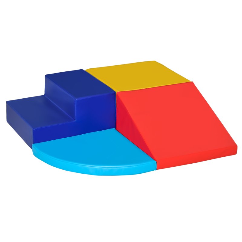 HOMCOM Soft Play 4-piece Climb and Crawl Foam Toddler Stairs and Ramp Colorful Children
