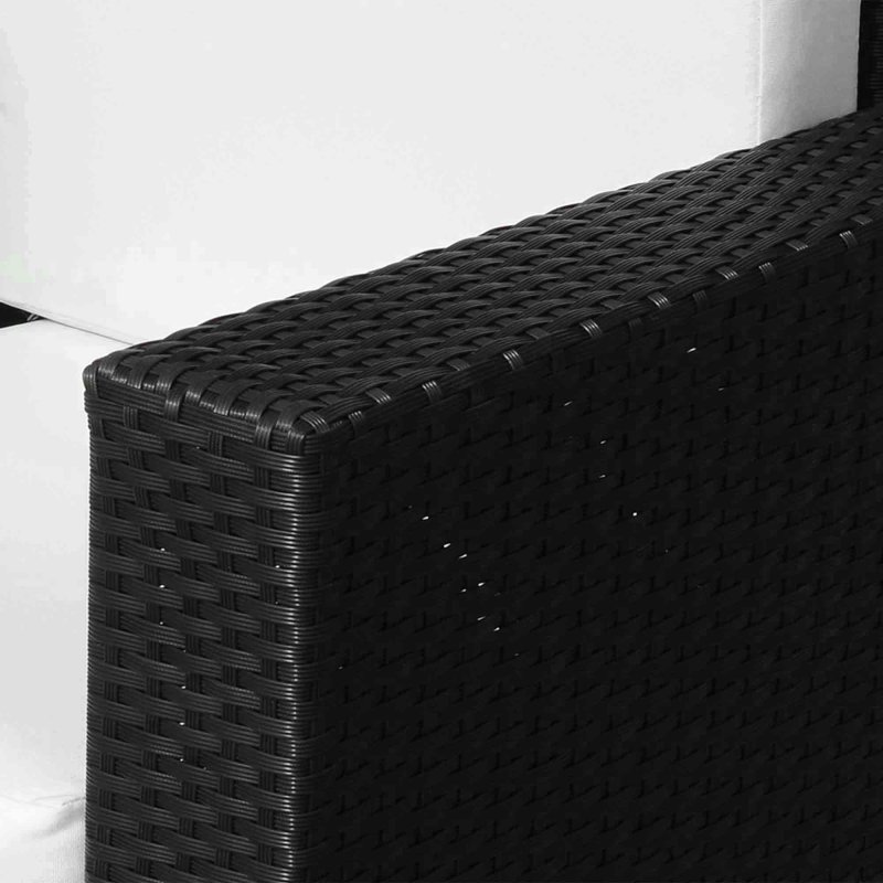 Outsunny Single Seater Rattan Chair, PE Wicker Garden Armchair with 10 cm Thickened Cushion, All-Weather Rattan Garden Chair with Armrests, Black