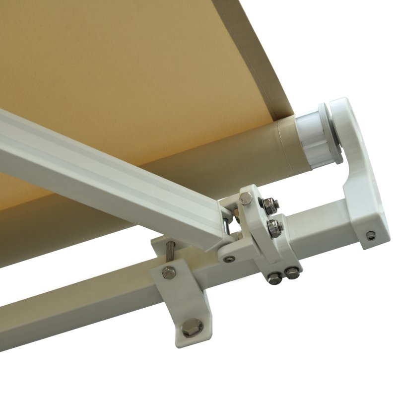 Outsunny 3m x 2.5m Garden Patio Manual Awning Canopy Sun Shade Shelter with Winding Handle Retractable Cream White