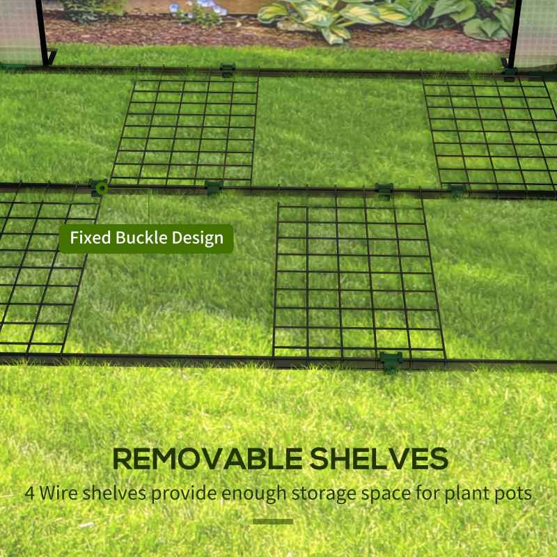 Outsunny Mini Greenhouse with 4 Wire Shelves, Portable Tomato Greenhouse, Upgraded Garden Grow House for Plants with Roll Up Door and Vents, 100 x 80 x 150cm, White