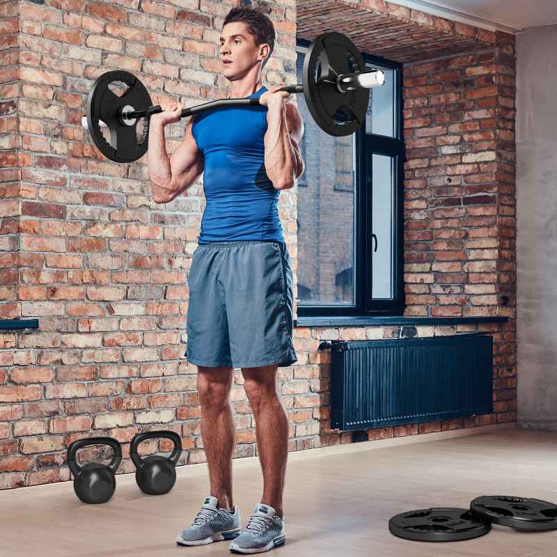 SPORTNOW 4ft Barbell Bar up to 100kg for 5cm Weight Plates with Spring Clips, Home Gym Weight Lifting Bar, 8kg