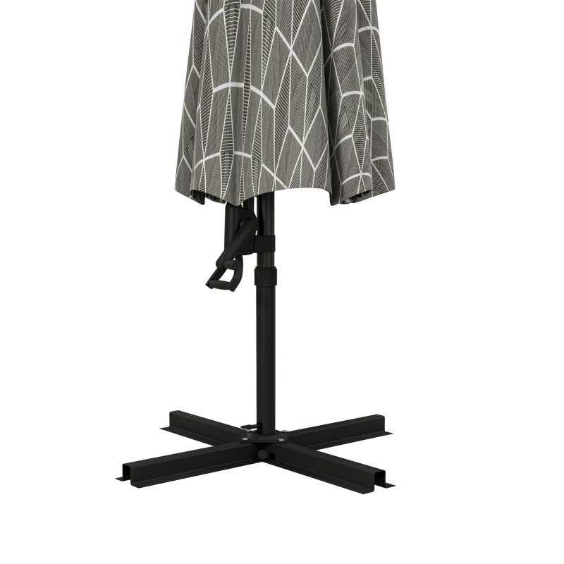 Outsunny 3(m) Convertible Cantilever Parasol and Centre-post Garden Parasol with Cross Base, 360 Rotation Banana Parasol with Crank Handle and 8 Ribs, Hanging Patio Umbrella, Black and White
