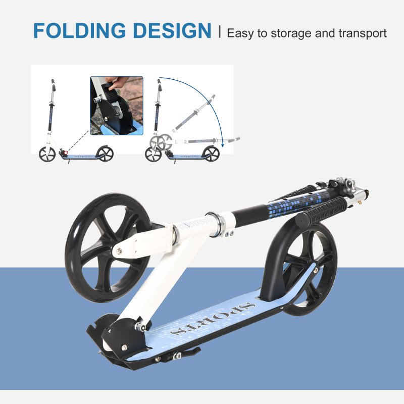 HOMCOM Kids Scooter, 2 Wheel Foldable Stunt Scooter with Adjustable Handles for 6 Years+, White