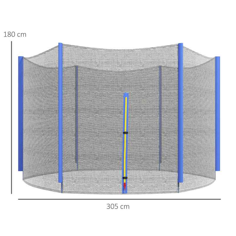 SPORTNOW 10ft Trampoline Net Replacement with 6 Plastic Pole Covers, Weather-Resistant Trampoline Netting Replacement with Zipped Entrance, Poles Not Included, Blue