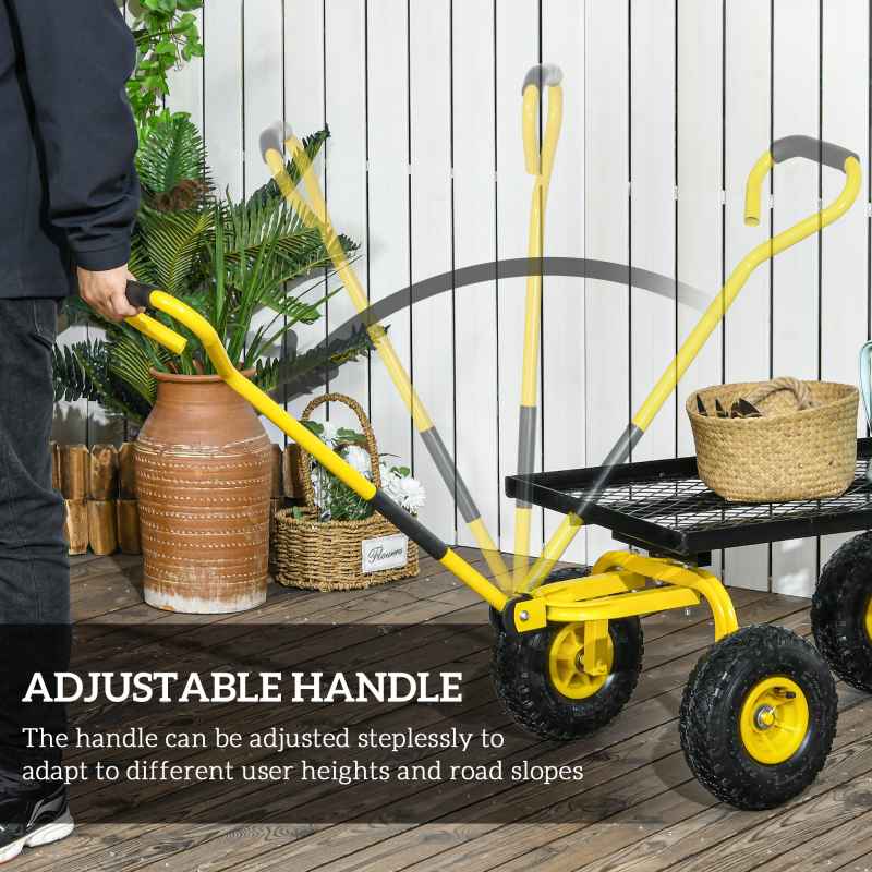 Outsunny Garden Trolley Cart, Heavy Duty Garden Cart with Metal Frame, 10