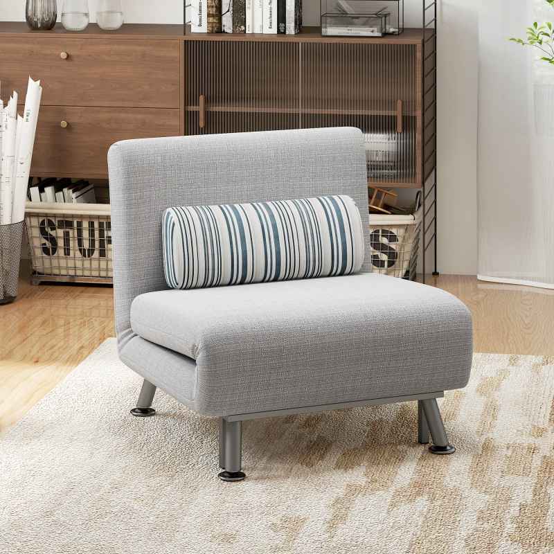 HOMCOM Single Sofa Bed, 1 Person Sleeper Foldable Lounge with Pillow