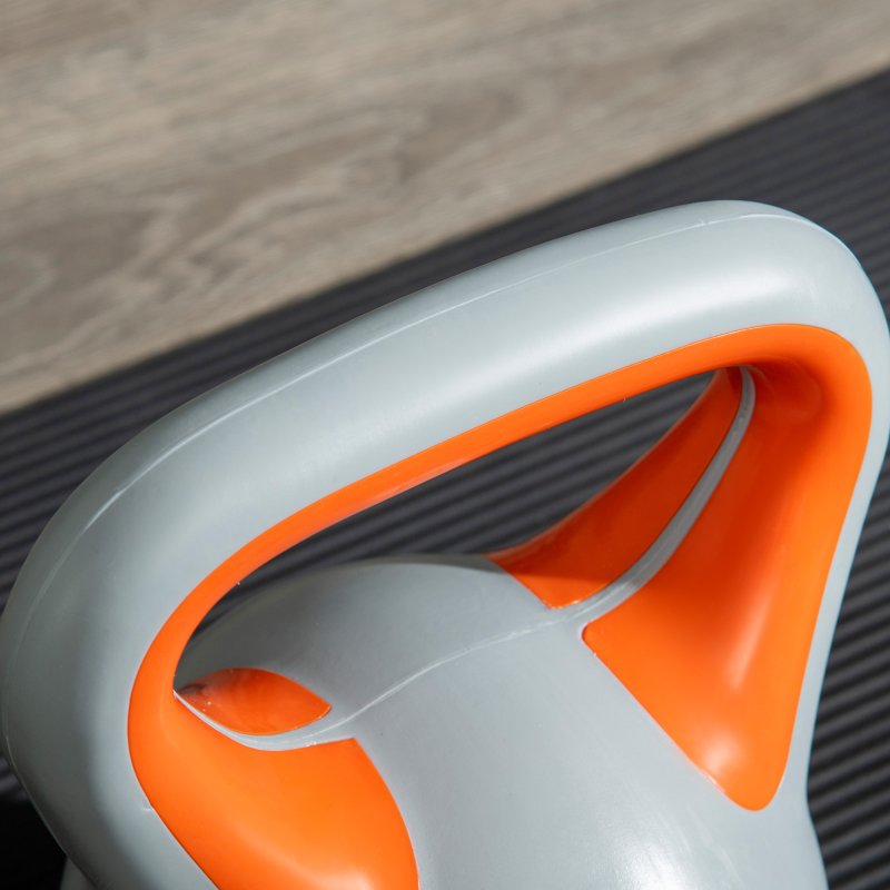 SPORTNOW Kettlebell, 8kg Kettle Bells with Handle for Home Gym Weight Lifting and Strength Training, Orange and Grey