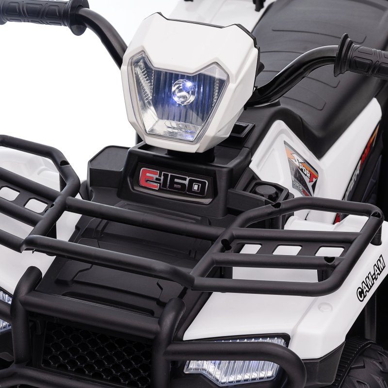 HOMCOM 12V Electric Quad Bike for Kids, Ride-On Car w/ Forward, Reverse Functions, Music, LED Headlights, for Ages 3-5 Years - White