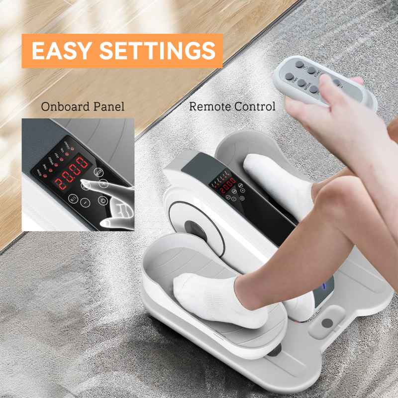 SPORTNOW Under Desk Elliptical Machine, Seated Pedal Exerciser, Mini Elliptical Trainer with LCD Monitor, Remote Control and 10 Adjustable Speed, Quiet & Portable for Seniors, White