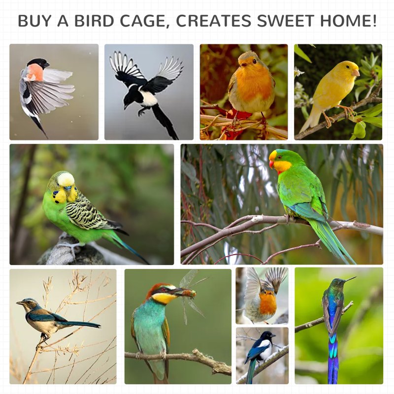 PawHut Wooden Bird Cage Budgie Cage Outdoor for Finch, Canary w/ Slide Tray, Asphalt Roof - Grey