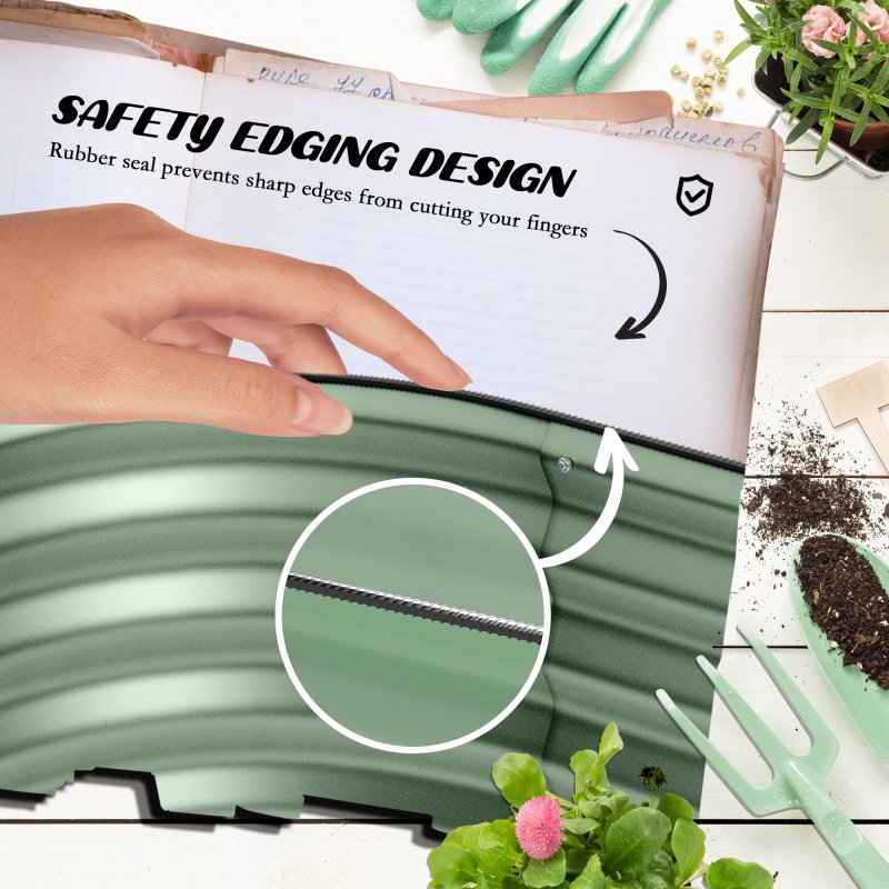 Outsunny Galvanised Raised Beds for Garden, Metal Elevated Planter Box with Safety Edging, Easy DIY for Growing Flowers, Herbs, Succulents, 150 x 62 x 30cm, Green