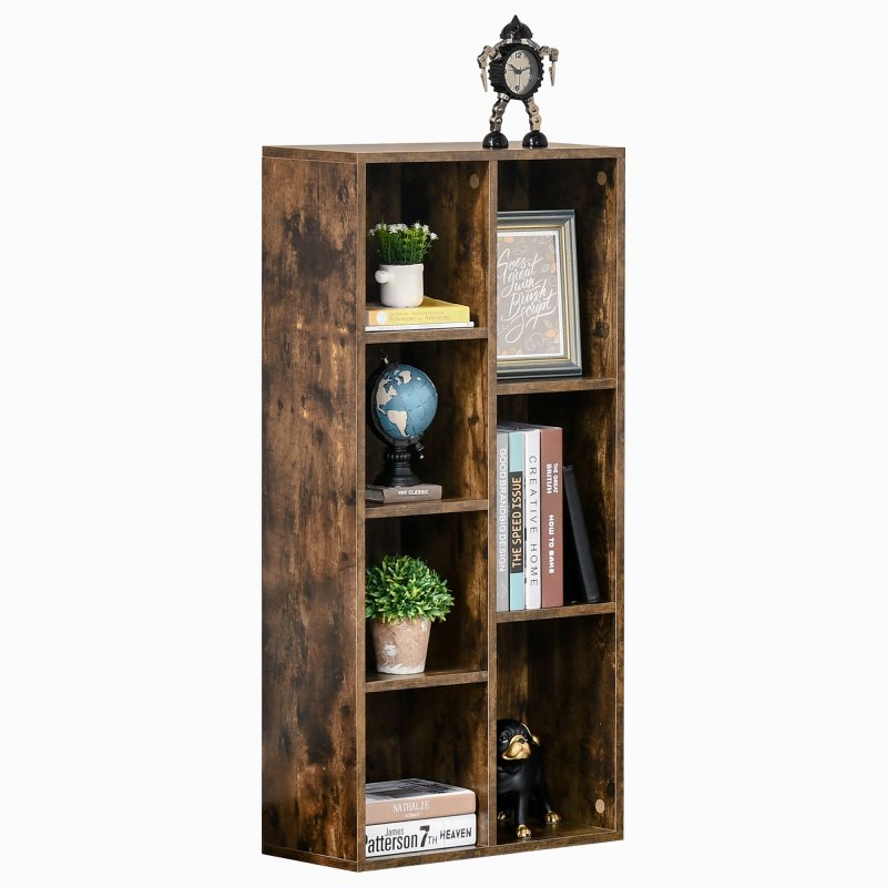 HOMCOM 3 Tier Bookshelf, Modern Cube Bookcase with 7 Open Storage Compartments, Freestanding Display Storage Unit for Living Room, Bedroom, Study
