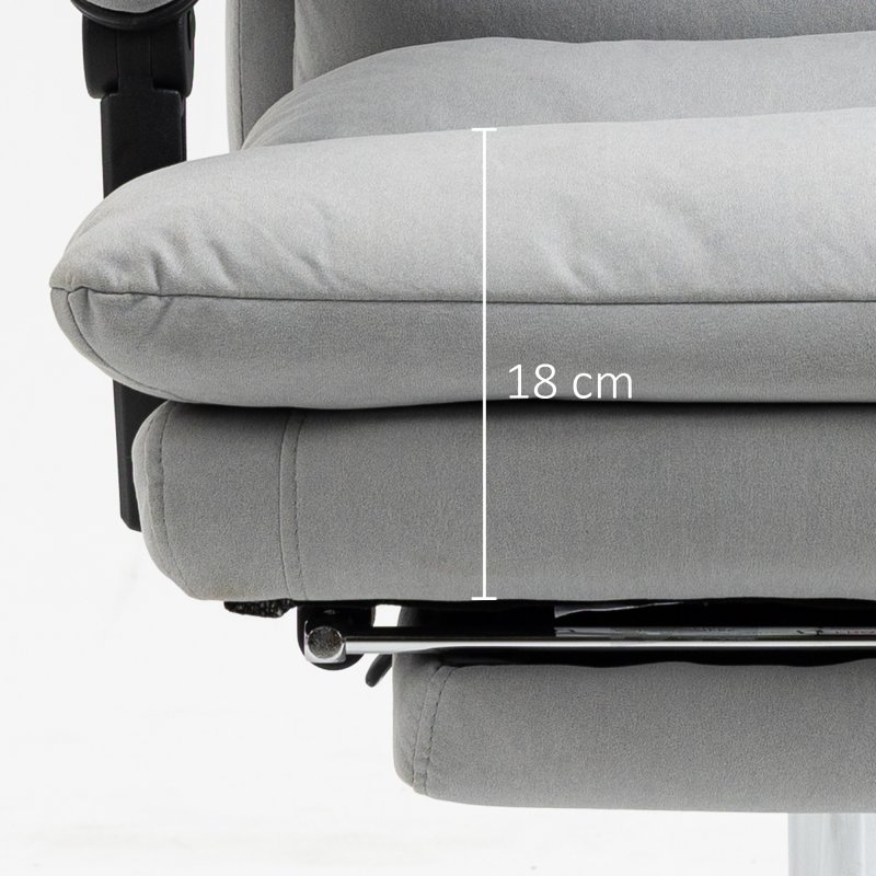 Vinsetto Office Chair with Footrest, Double Padding Ergonomic Desk Chair with 6-Point Vibration Massage and Back Heating, Microfibre Fabric with 135° Reclining Back, Grey
