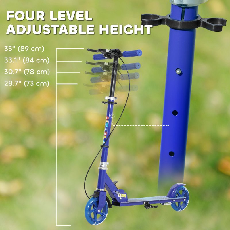 AIYAPLAY Scooter for Ages 3-8 Years, Folding Kick Scooter with Adjustable Handle, Two Light Up Wheels, Handbrake, Rear Brake, Blue