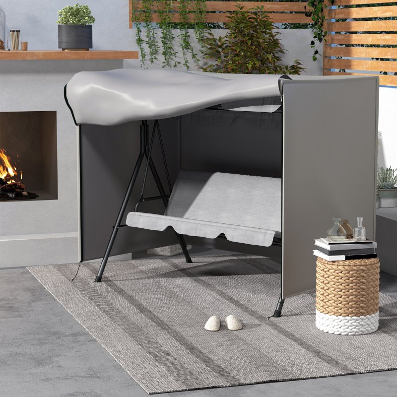 Outsunny 3 Seater 600D Oxford Patio Swing Chair Cover Outdoor Garden Furniture Rain Protection Protector Waterproof Anti-UV, 205 x 124 x 164 cm, Light Grey