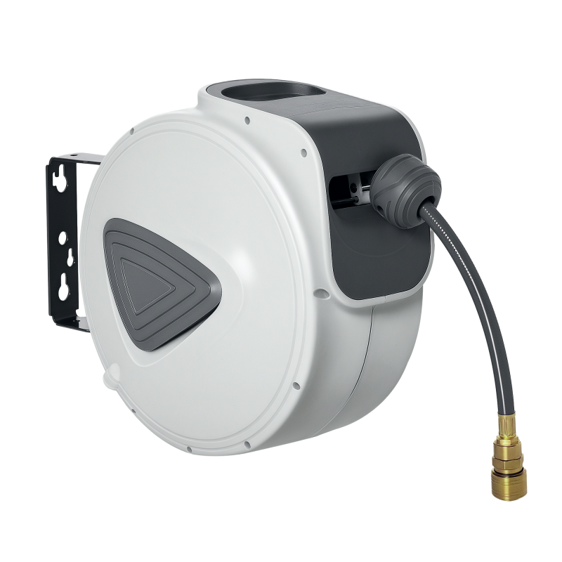 DURHAND Retractable Air Hose Reel 10m+ 90cm Hose Diameter 3/ 8" 9.5mm, Hose Connector 1/ 4" BSP, Wall Mount Auto Rewind Hose- Reel
