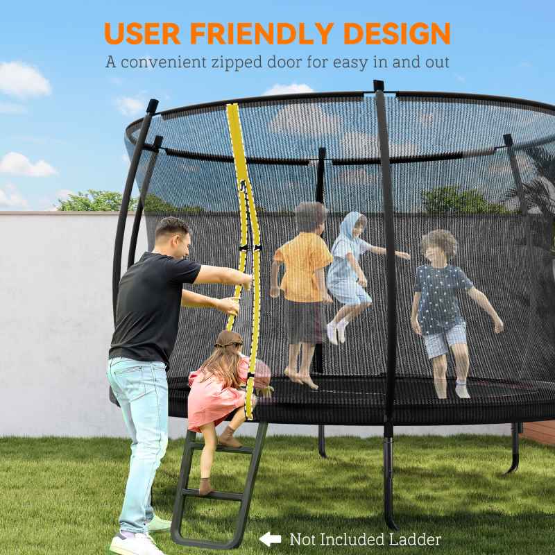 SPORTNOW 10ft Trampoline with Enclosure Net, Spring Cover, Outdoor Trampoline Garden Jumping Mat, Black