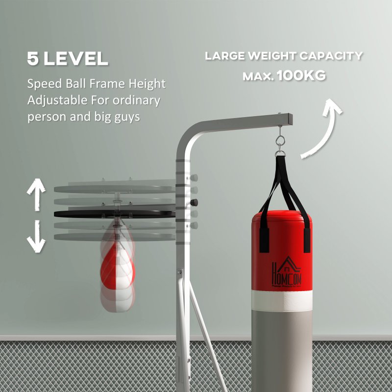 HOMCOM Freestanding Boxing Punch Bag & Speed ball Station, for Home Gym, White