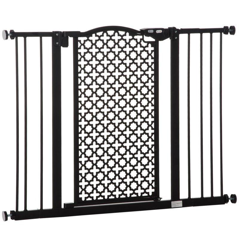 PawHut 74-105 cm Pressure Fit Safety Gate for Doorways and Staircases, Dog Gate, Pet Barrier for Hallways with Auto Close, Double Locking, 2 Extensions