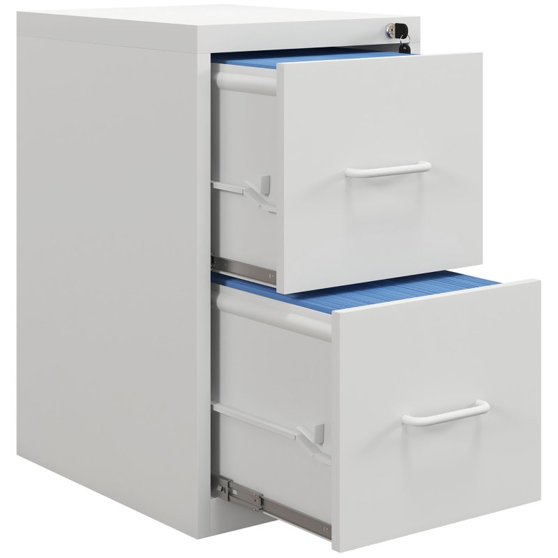 HOMCOM 2 Drawer Filing Cabinet, Vertical File Cabinet with Adjustable Hanging Bar for A4 and Letter Size, Steel Printer Stand for Home Office, Cream White