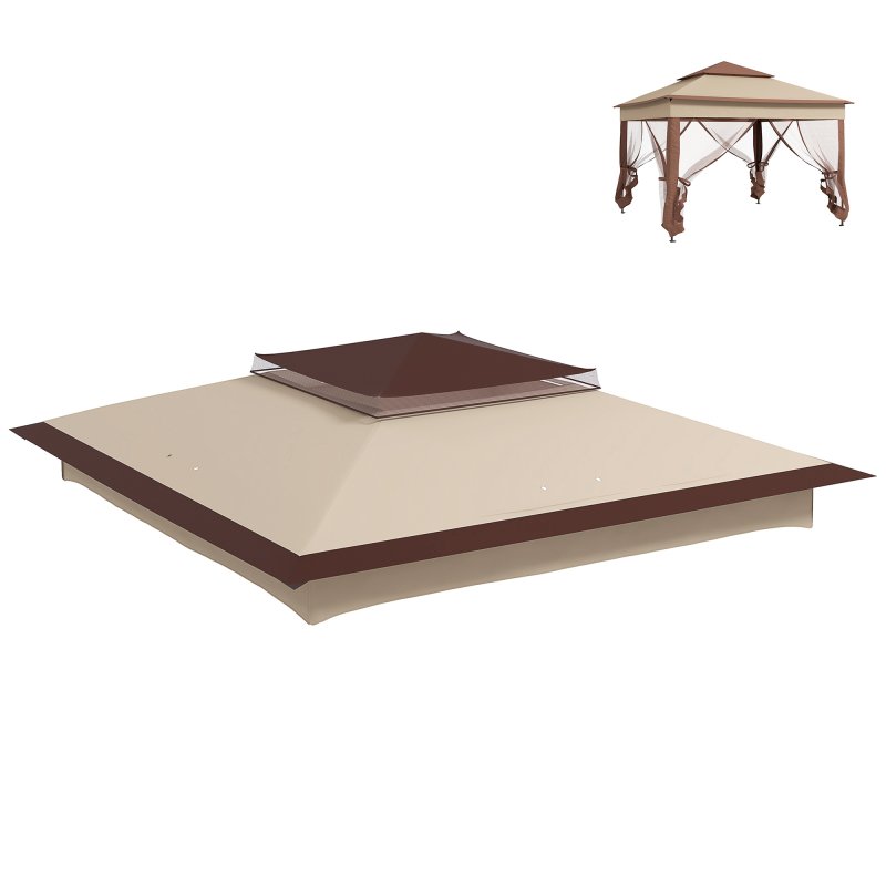 Outsunny Gazebo for 3.25m x 3.25m Frame, 2 Tier Gazebo Cover, UV Protection, Beige