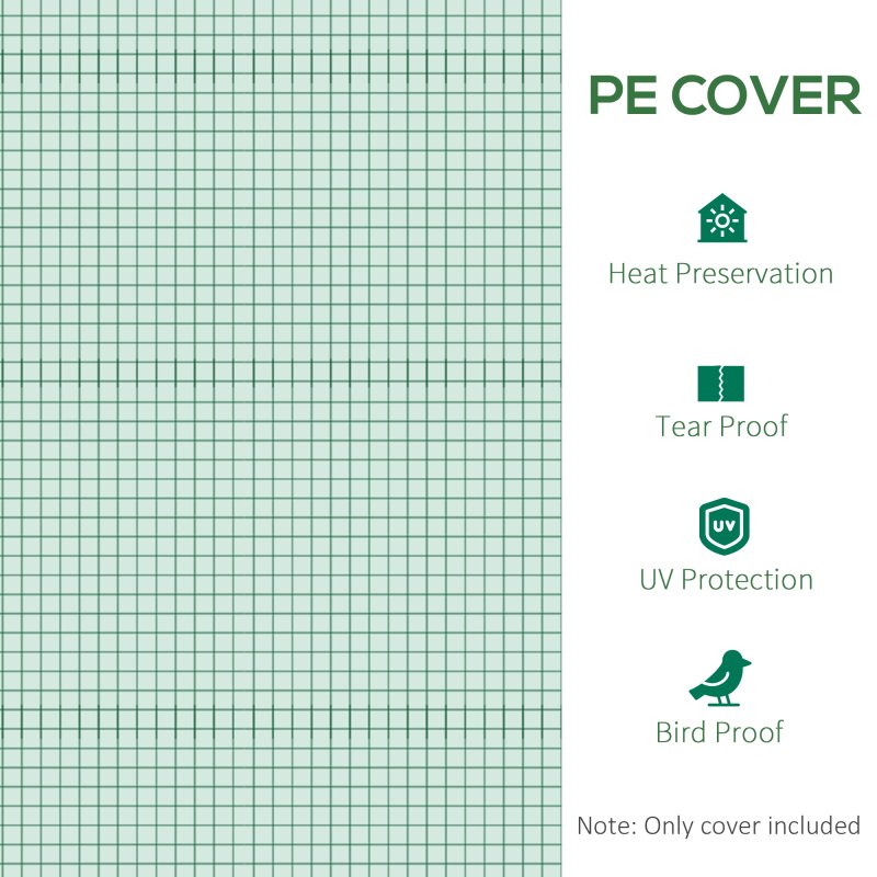 Outsunny 3 x 2 x 2m Greenhouse Replacement Cover ONLY Winter Garden Plant PE Cover for Tunnel Walk-in Greenhouse with Roll-up Windows Door Outdoor, Green