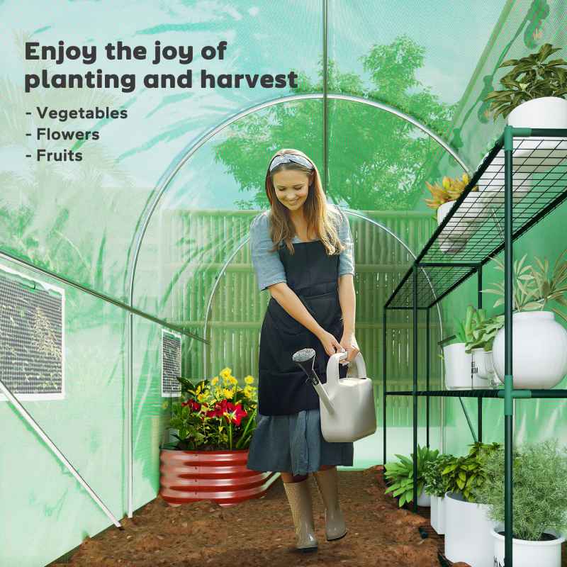 Outsunny 3L x 2W x 2H m Polytunnel Greenhouse, Walk-in Polytunnel Outdoor Garden Flower Vegetable Planter with Zipped Door