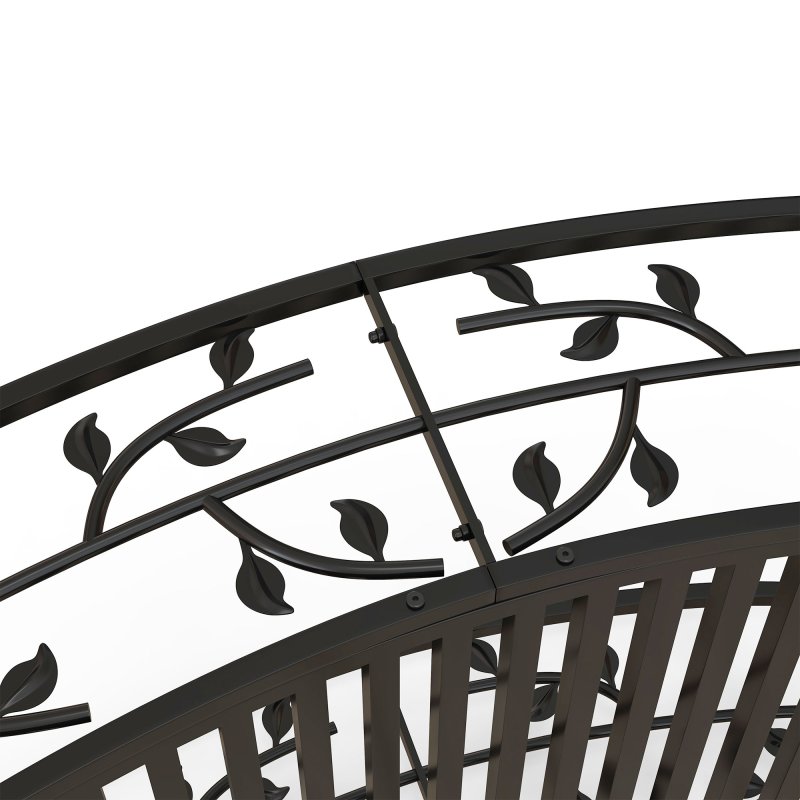 Outsunny 1.2M Metal Garden Bridge with Safety Railings, Arc Footbridge with Vine Pattern, Classic Retro Small Decorative Pond Bridge for Creeks Streams Borders, Black