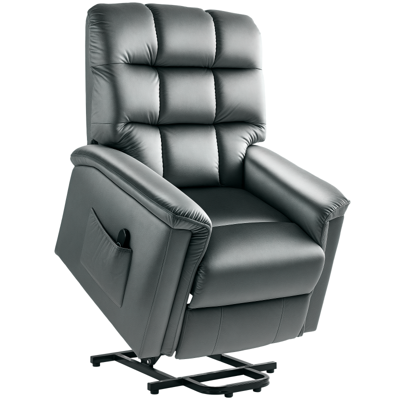 HOMCOM Power Lift Recliner Chair for Elderly, Velvet Fabric Electric Riser and Recliner Armchair for Living Room with Remote Control, USB Port and 2 Side Pockets, Dark Grey