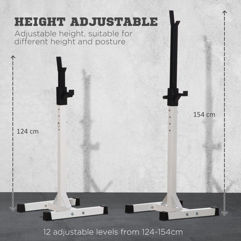 HOMCOM Heavy Duty Weight Stand Barbell Squat Stand Barbell Rack Spotter Gym Fitness Power Rack Holder - Black