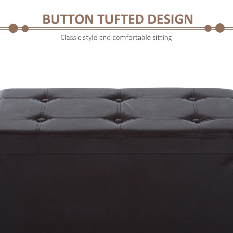 HOMCOM Folding Faux Leather Storage Cube Ottoman Bench Seat PU Rectangular Footrest Stool Box 