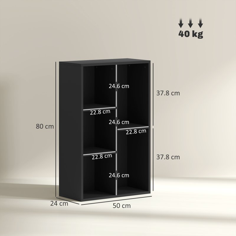HOMCOM 2 Tier Bookshelf, Modern Cube Bookcase with 5 Open Storage Compartments, Freestanding Display Storage Unit for Living Room, Bedroom, Study