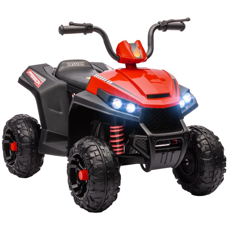 AIYAPLAY Kids Quadbike, 12V Electric Ride on ATV with 4 Wheels Spring Suspension, LED Light, Music, MP3, 5KM/H Battery Powered, for Ages 3-5 Years, White
