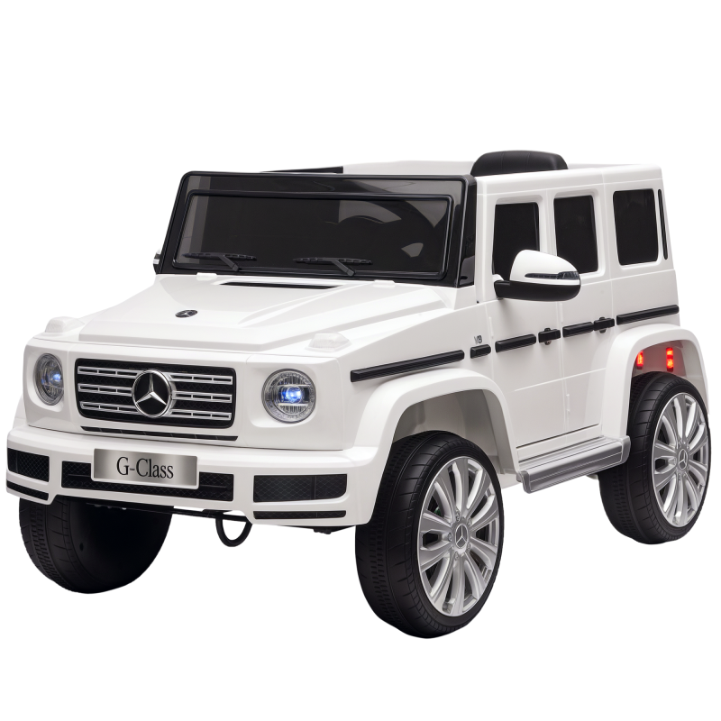 HOMCOM Mercedes Benz G500 Licensed 12V Kids Electric Ride On Car  Toy with Parental Remote Control Battery-powered 2 Motors Music Lights MP3 for 3-8 Years Old White