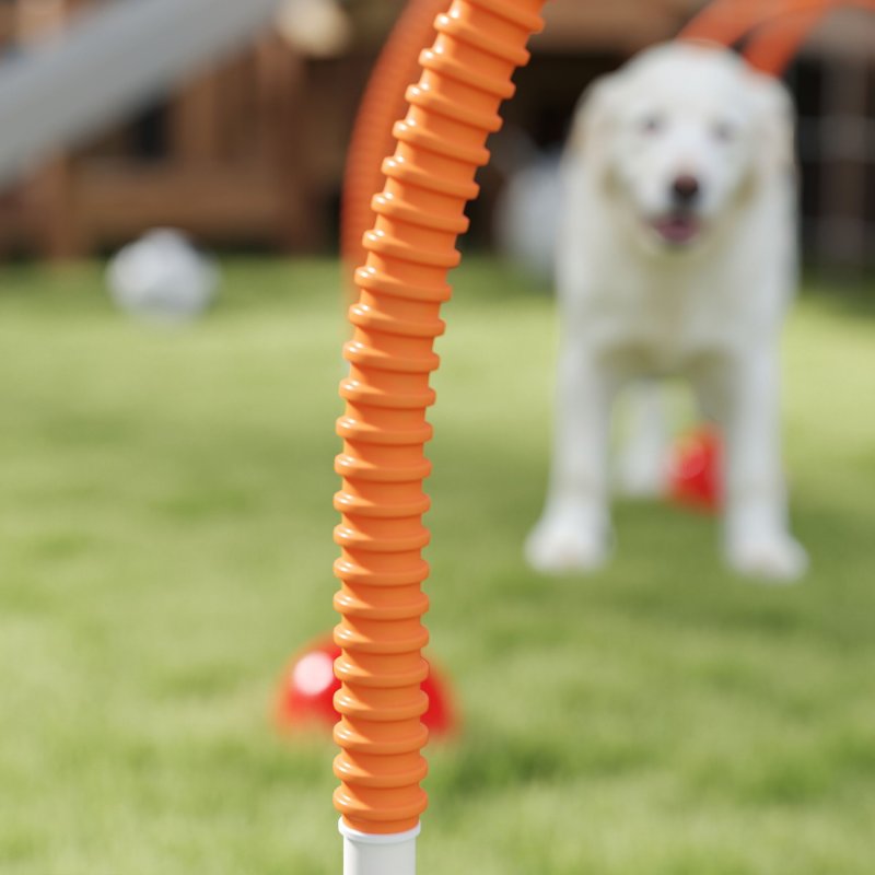 PawHut 4 Piece Dog Agility Training Equipment with 4 Adjustable Width Doors, Carry Bag, Easy to Assemble, Dog Obstacle Course for Garden, Orange
